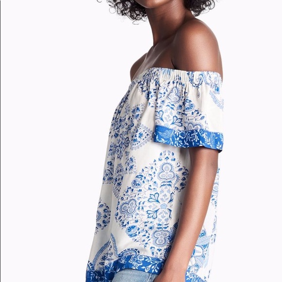 Lucky Brand boho paisley off the shoulder top - Picture 2 of 8